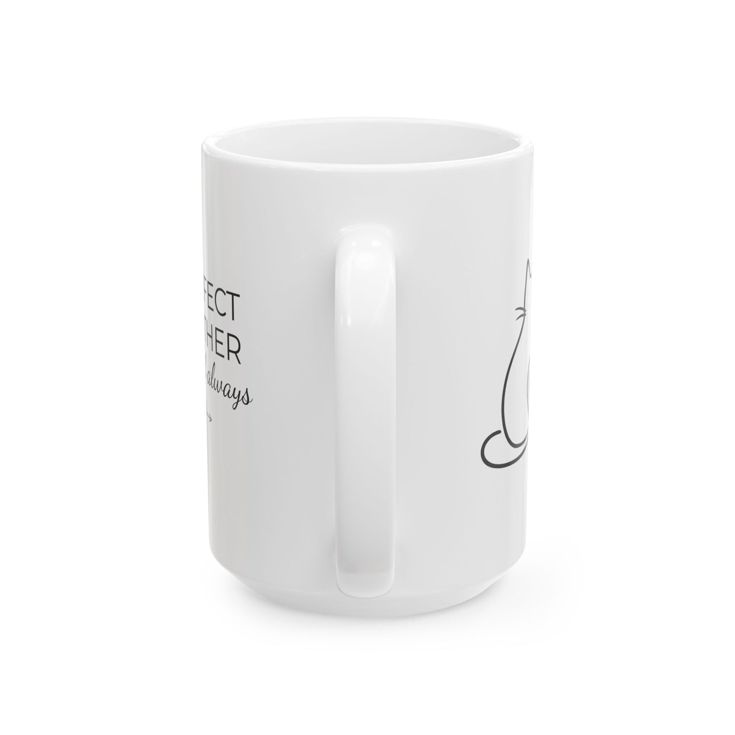 Two Cats and a Heart White Ceramic Mug — "Purrfect Together meow & always" (11oz & 15oz)