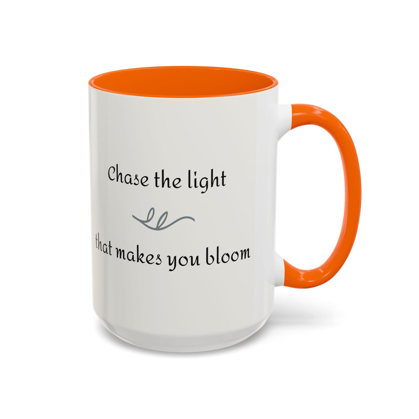 Nature Sunflower Theme Artist-Inspired 'Chase the light that makes you bloom' Accent Coffee Mug (Additional Colors, 11 oz & 15 oz)