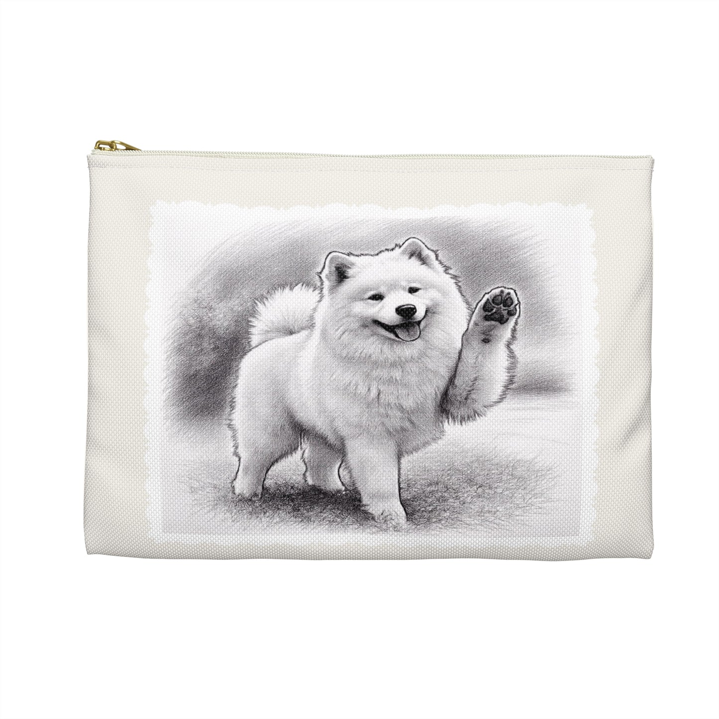 Samoyed Dog Accessory Pouch – Cute Waving Pup Zipper Bag for Phone, Makeup & Travel (Additional Size)