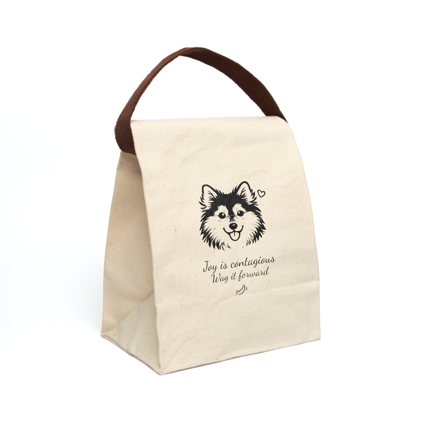 Pomsky With A Heart, 'Joy is contagious, Wag it forward' Canvas Tote - Lunch Bag with Strap — Reusable Eco Tote