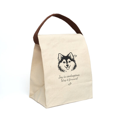 Pomsky With A Heart, 'Joy is contagious, Wag it forward' Canvas Tote - Lunch Bag with Strap — Reusable Eco Tote