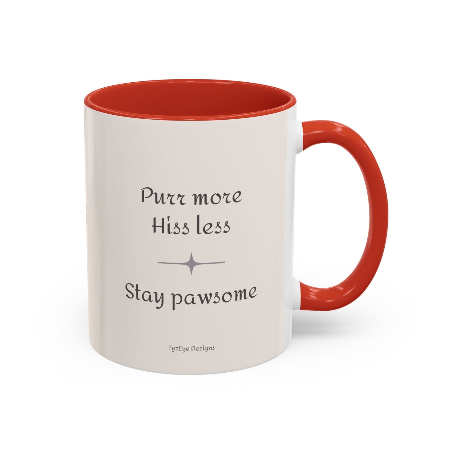 Valentine's Romantic Ragdoll Cat Theme 'Purr more Hiss less Stay pawsome' Accent Coffee Mug, 11 oz or 15 oz (Additional Color)