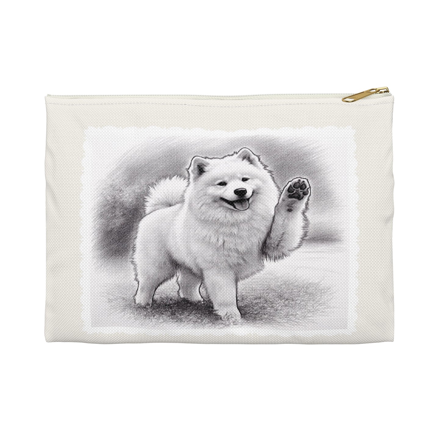 Samoyed Dog Accessory Pouch – Cute Waving Pup Zipper Bag for Phone, Makeup & Travel (Additional Size)