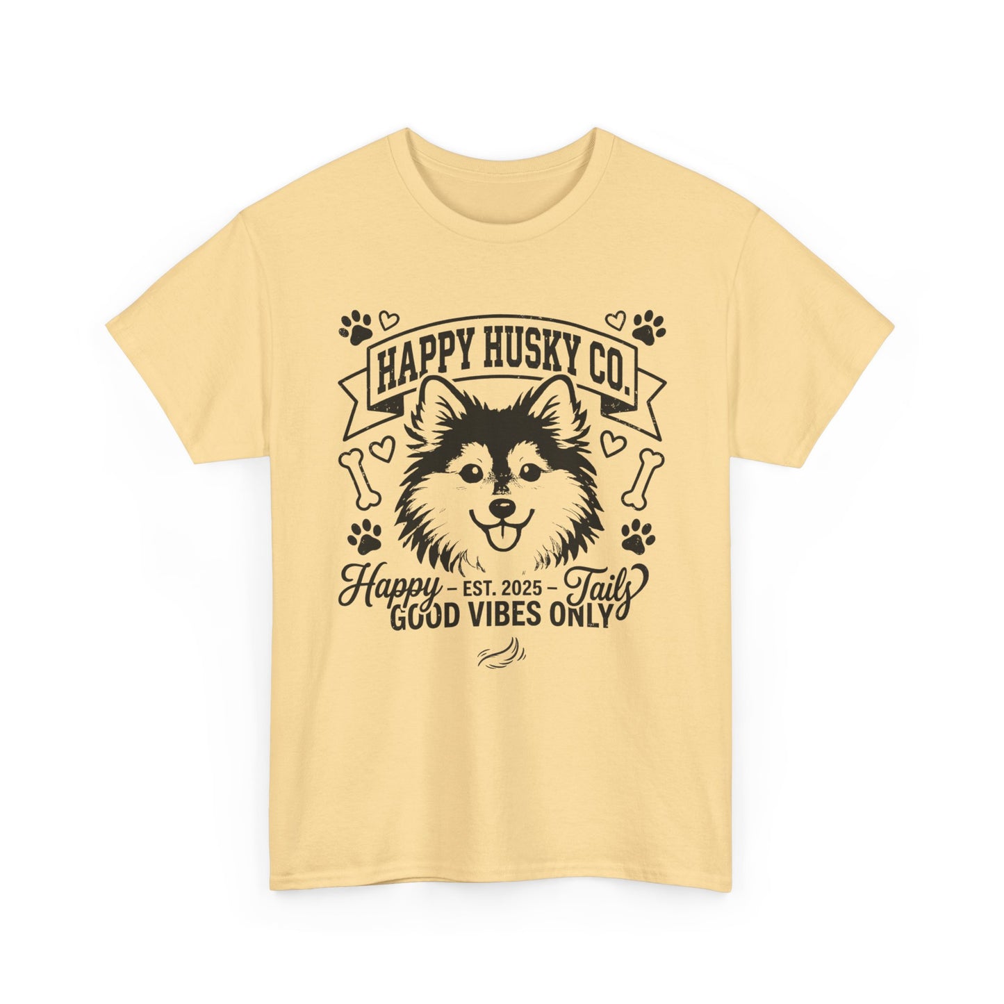 Unisex Adult Happy Husky Co. 'Happy Tails, Good Vibes Only' Graphic Tee (Additional Colors)