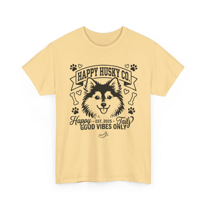 Unisex Adult Happy Husky Co. 'Happy Tails, Good Vibes Only' Graphic Tee (Additional Colors)
