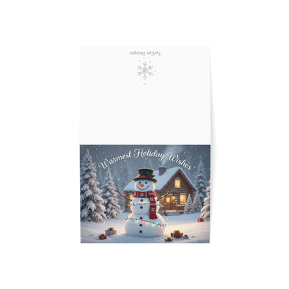 Holiday Snowman Greeting Cards — "Warmest Holiday Wishes" (Envelopes Included, Single or Pack of 10/30/50)
