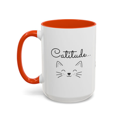 Minimalist Cat Design Color Accent Mug - Catitude - 'Purr More Hiss Less' (Additional Colors)