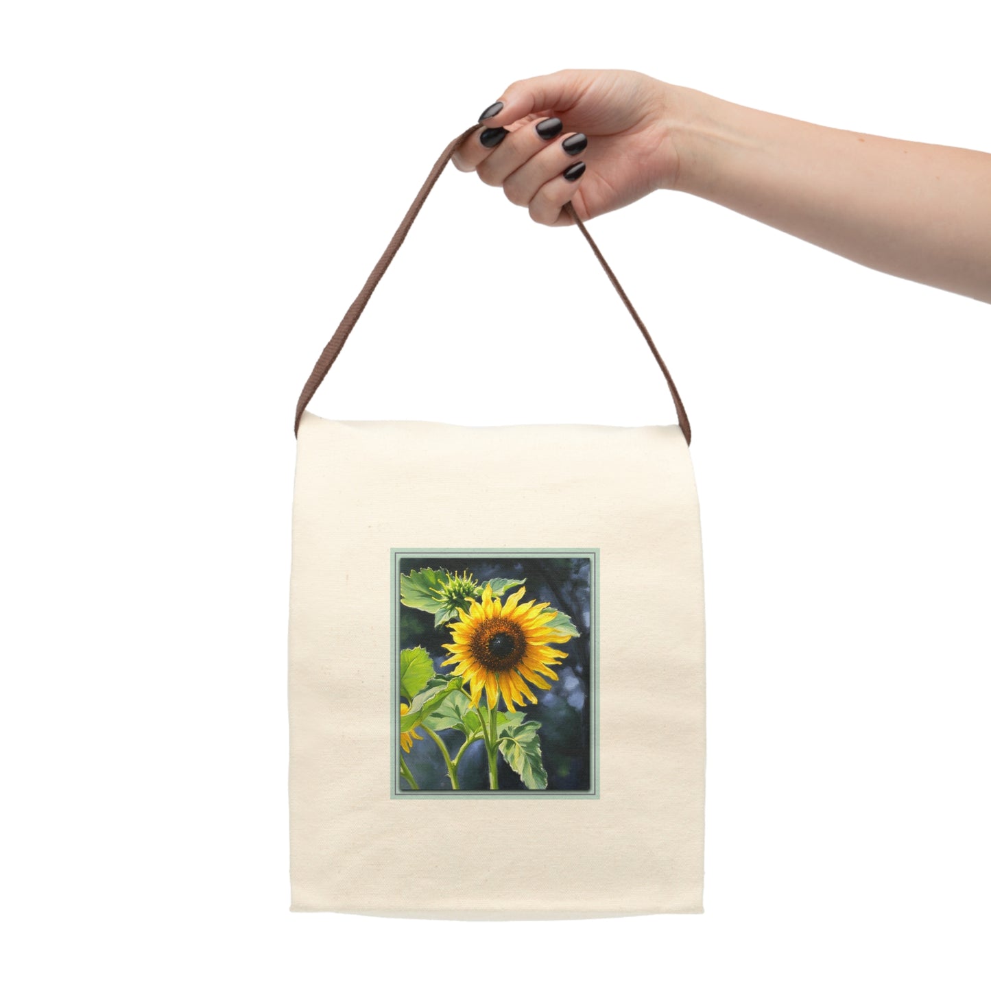 Nature Sunflower Canvas Tote - Lunch Bag with Strap — Reusable Eco Tote