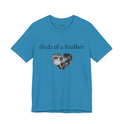 Adult Unisex Heart-Shaped 'Birds of a Feather' Two Doves & 'Two Hearts One Branch' Double-Sided Graphic Tee (Additional Colors)