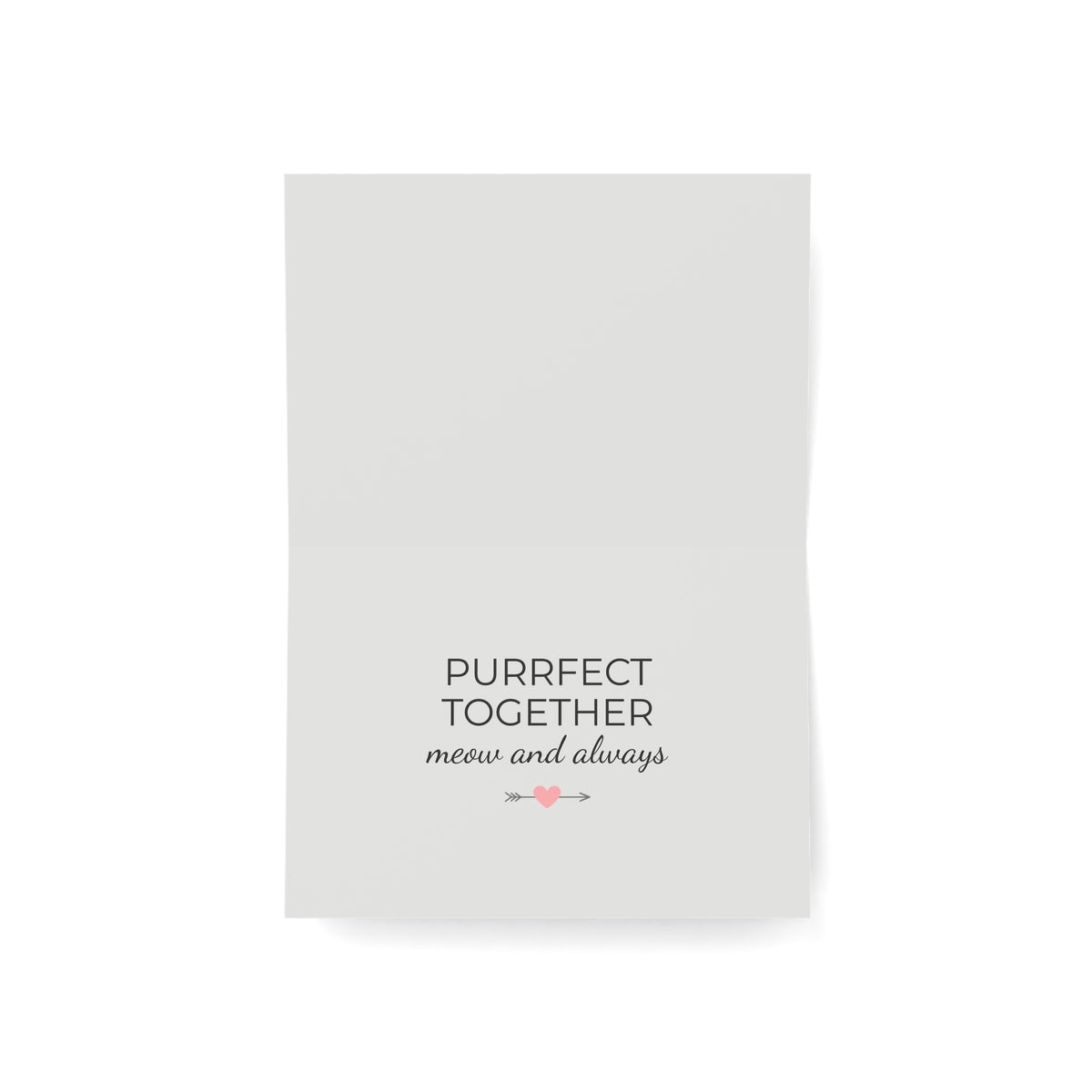 Two Cats & A Heart Greeting Card — 'Purrfect Together, Meow and Always' Note for Couples, Cat Lovers (1/10/30 pcs)