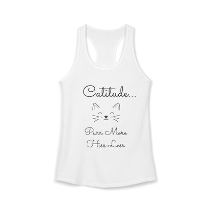 Catitude - 'Purr More Hiss Less' Double-Side Design Women's Racerback Tank Top (Additional Colors)