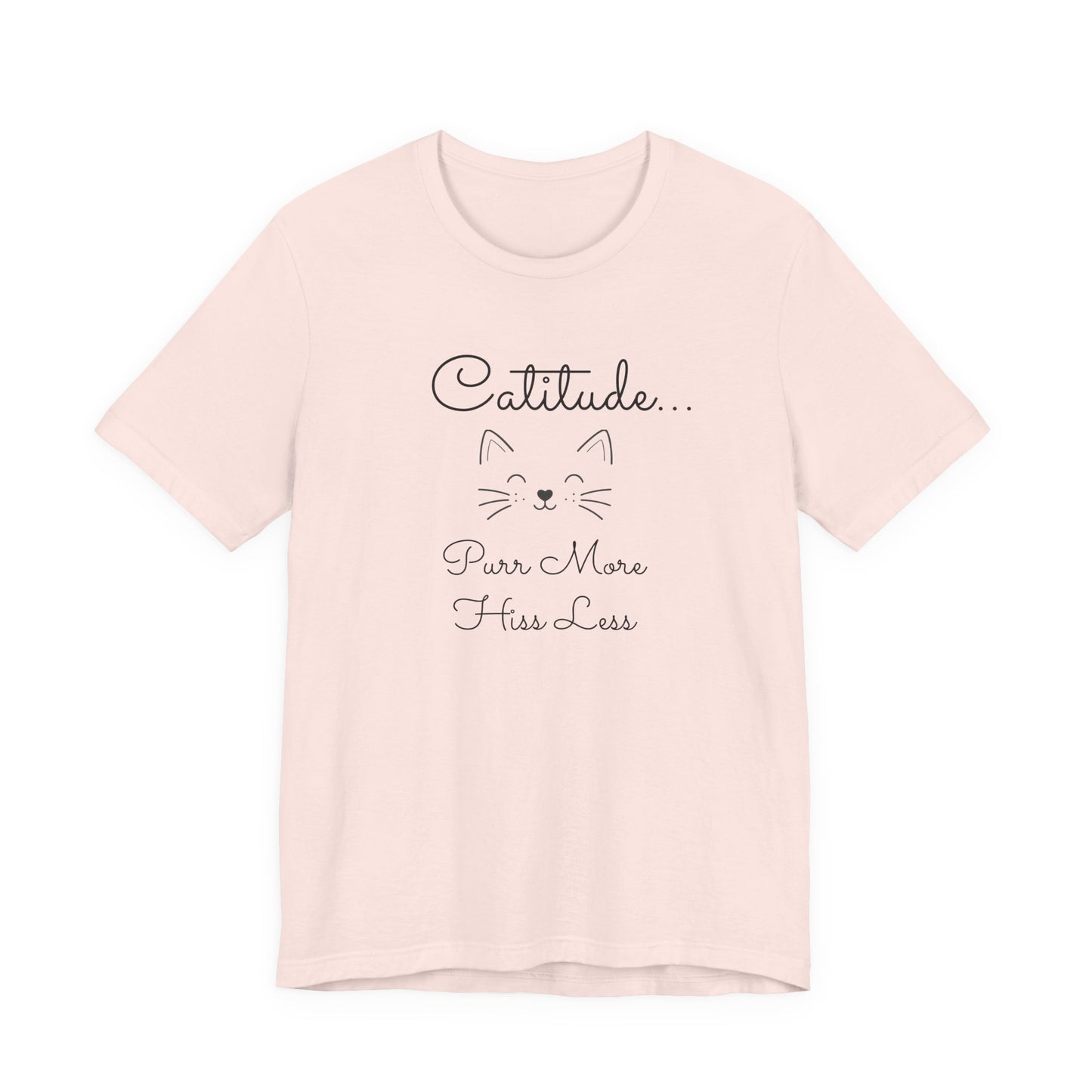 Adult Catitude Tee 'Purr More, Hiss Less' & Cat Silhouette Double-Sided Minimalist Cat T‑Shirt (Additional Colors)