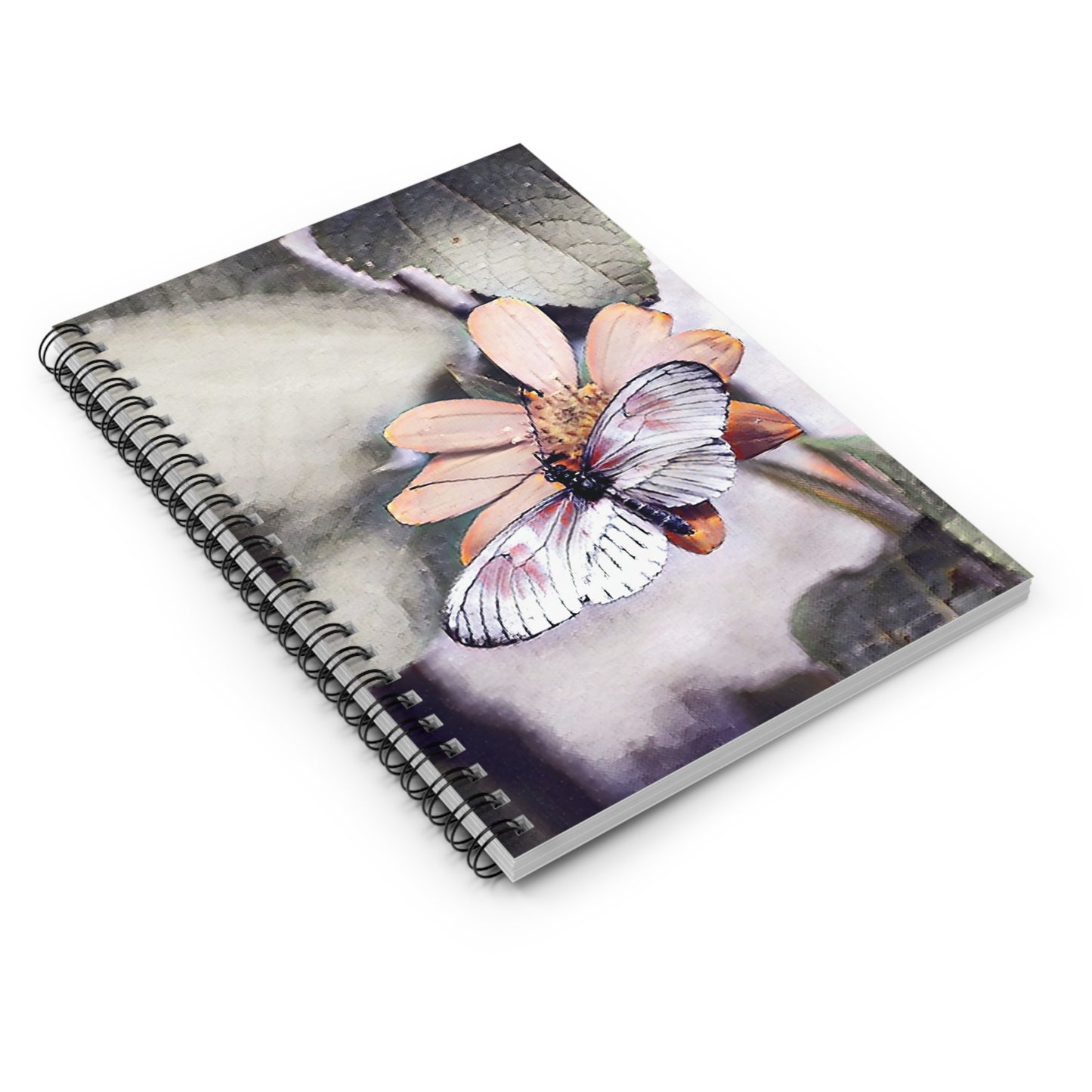 Soft-Color Butterfly and Flower Theme Ruled Spiral Notebook