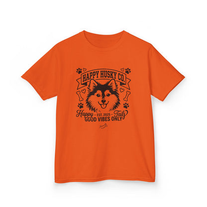 Kids Happy Husky Co. 'Happy Tails, Good Vibes Only' Tee — Puppy Graphic Shirt (Additional Colors)