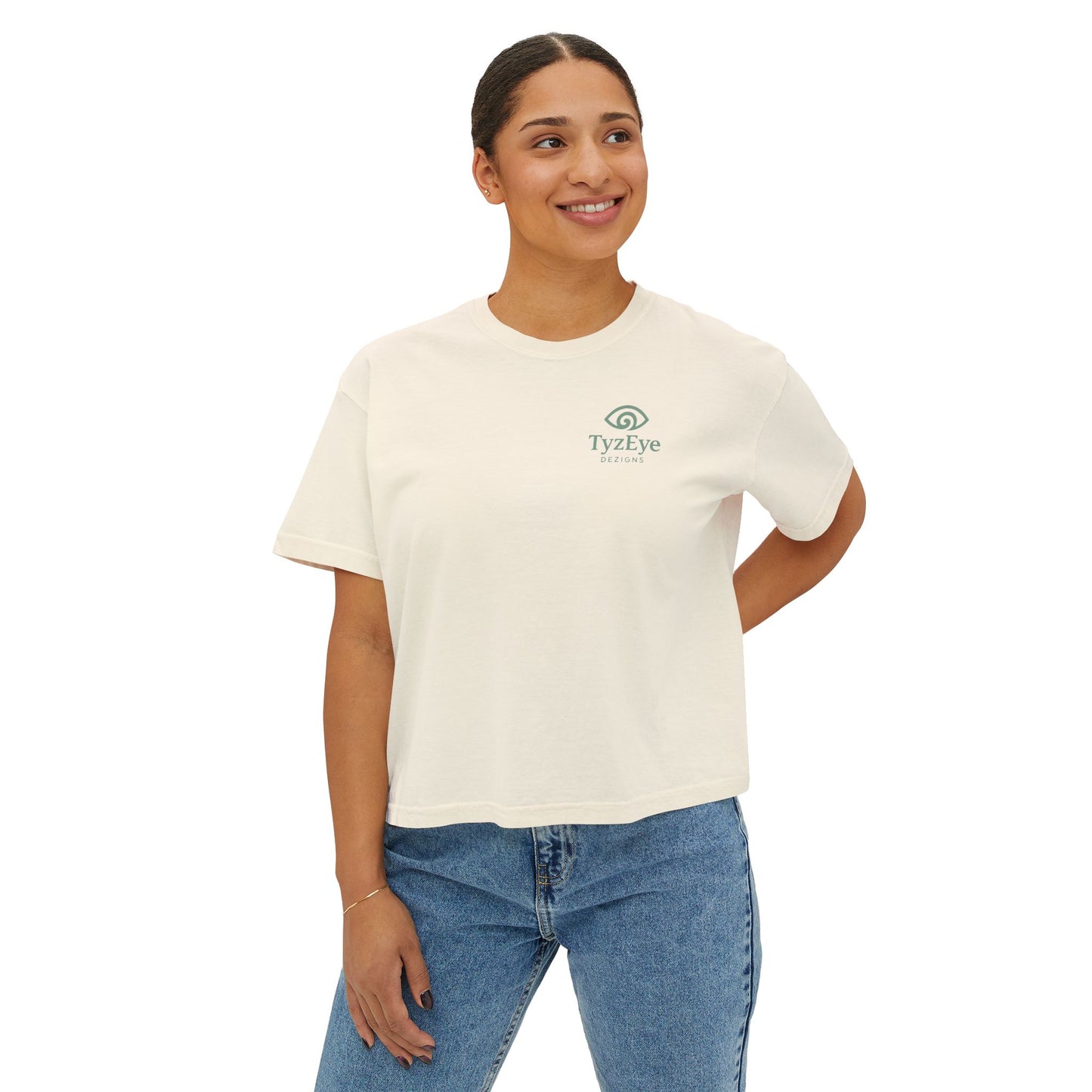 Women's Sunset Beach Scene II Back Design Boxy Tee - Tropical Palm Tree 'Lost In the Horizon' Graphic Tee (Additional Colors)