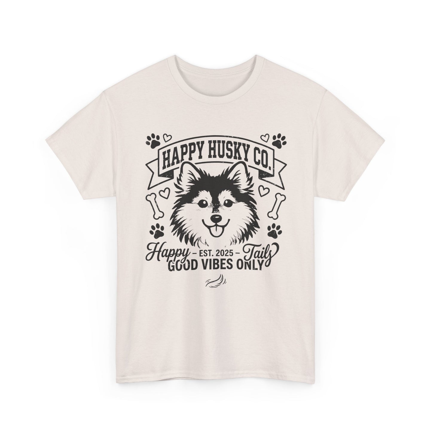 Unisex Adult Happy Husky Co. 'Happy Tails, Good Vibes Only' Graphic Tee (Additional Colors)