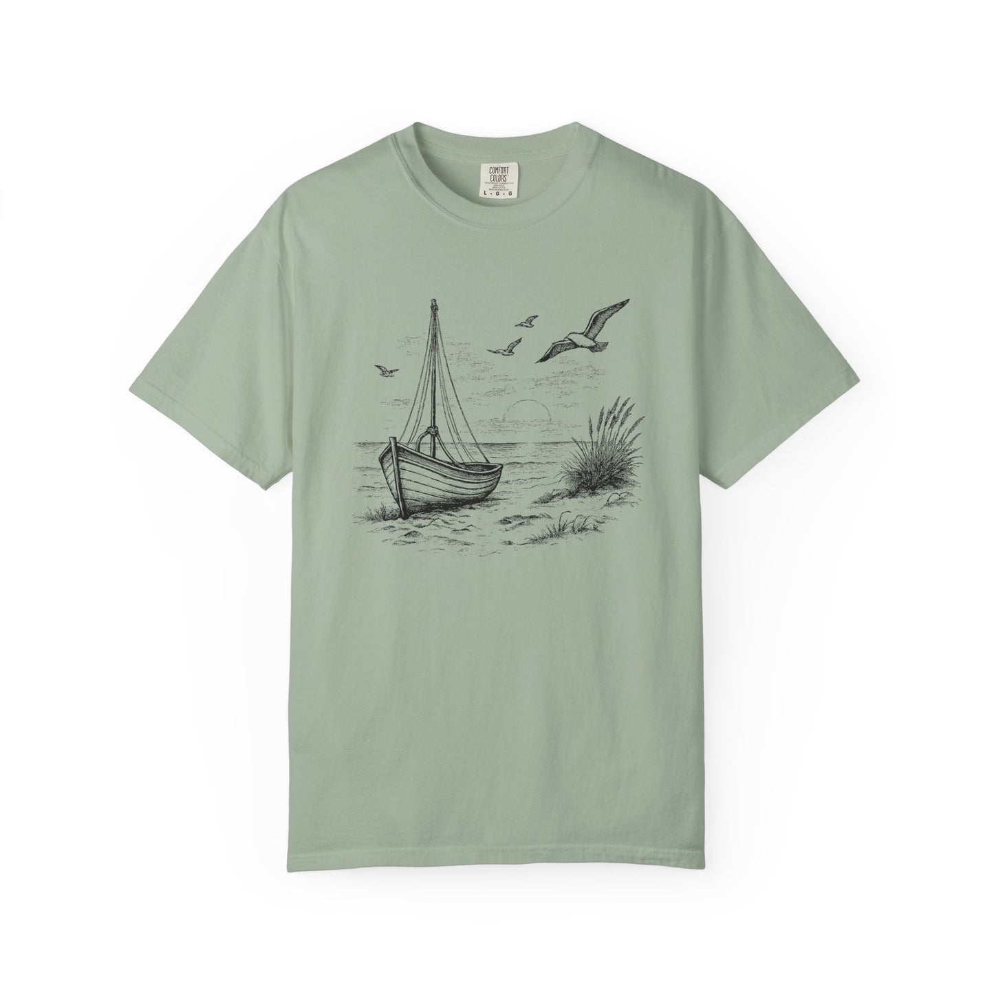 Unisex Adult Sailboat Nautical Double-Sided Tee - 'Set Your Course by the Stars Not the Storm' Motivational Shirt (Additional Colors)