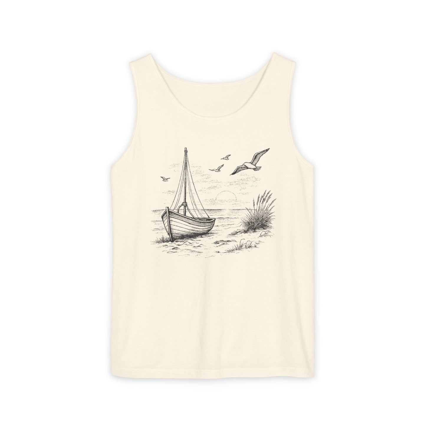 Unisex Adult Nautical Sailboat Tank Top — 'Set Your Course By The Stars, Not The Storm' Beach Graphic Tank (Additional Colors)