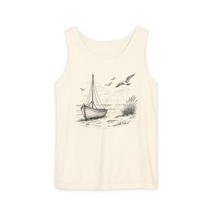 Unisex Adult Nautical Sailboat Tank Top — 'Set Your Course By The Stars, Not The Storm' Beach Graphic Tank (Additional Colors)