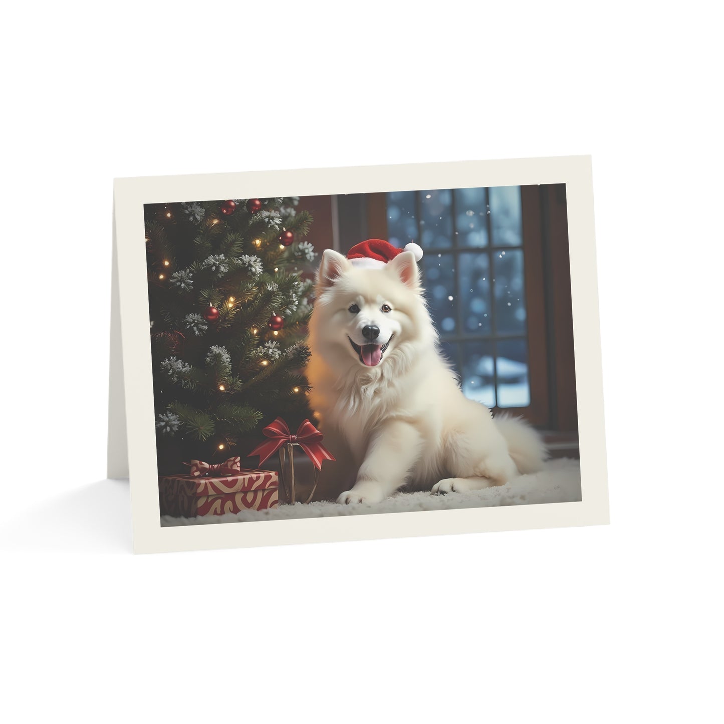 Christmas Dog Greeting Cards – Festive Samoyed Photo Holiday Cards (Envelopes Included - Pack of 1/10/30/50)