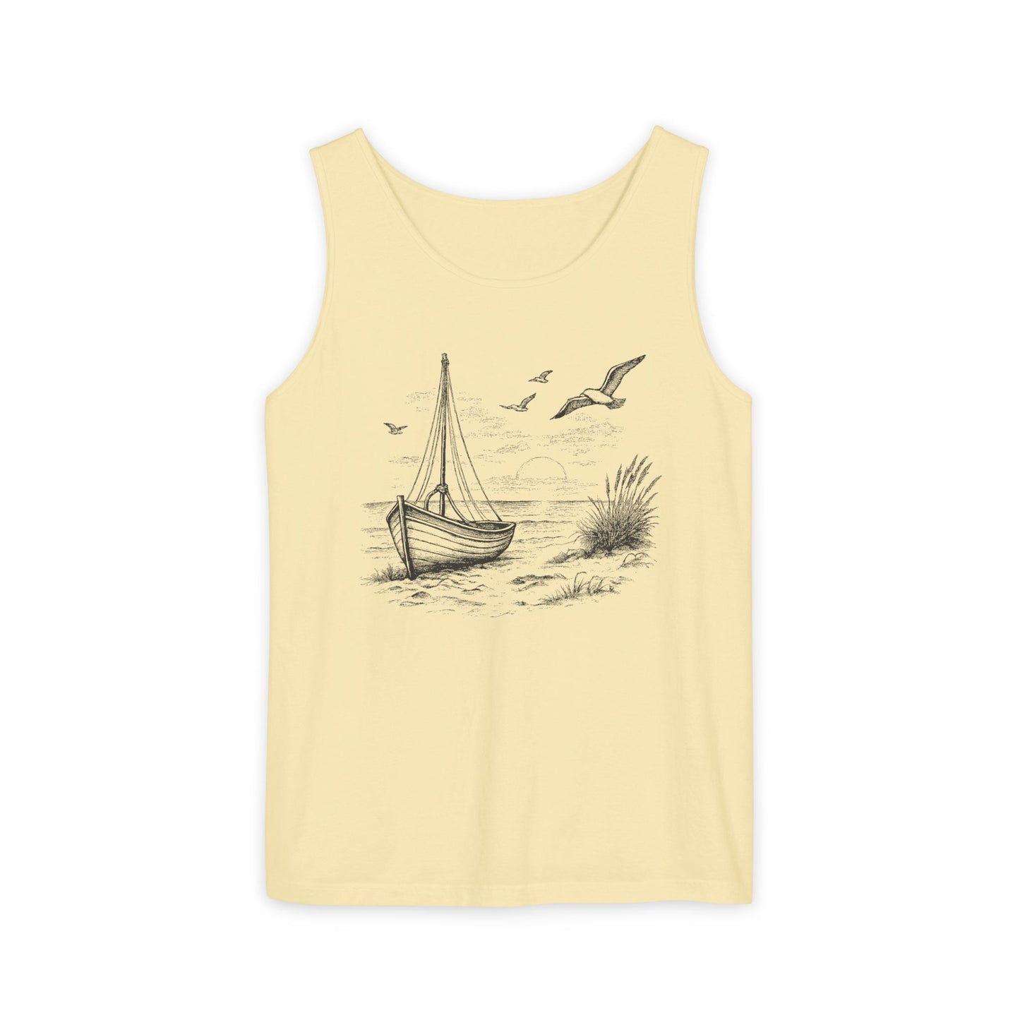 Unisex Adult Nautical Sailboat Tank Top — 'Set Your Course By The Stars, Not The Storm' Beach Graphic Tank (Additional Colors)