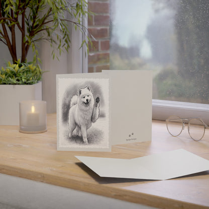 Samoyed Dog Greeting Card — Paw-Waving Blank Note for Dog Lovers (1/10/30 pcs)