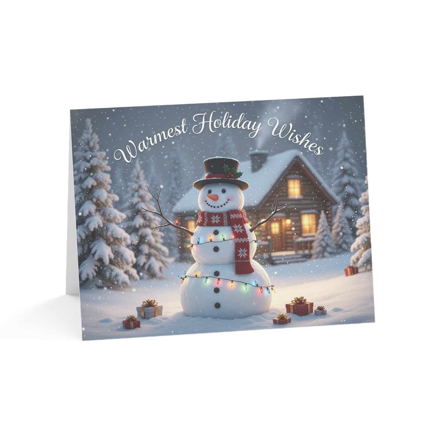 Holiday Snowman Greeting Cards — "Warmest Holiday Wishes" (Envelopes Included, Single or Pack of 10/30/50)