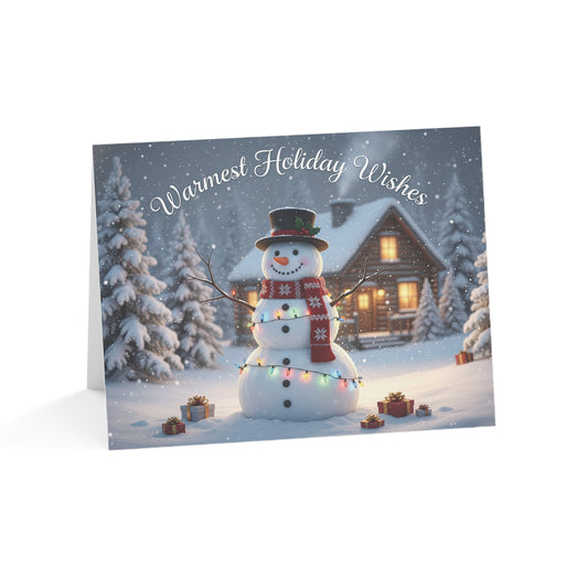 Holiday Snowman Greeting Cards — "Warmest Holiday Wishes" (Envelopes Included, Single or Pack of 10/30/50)