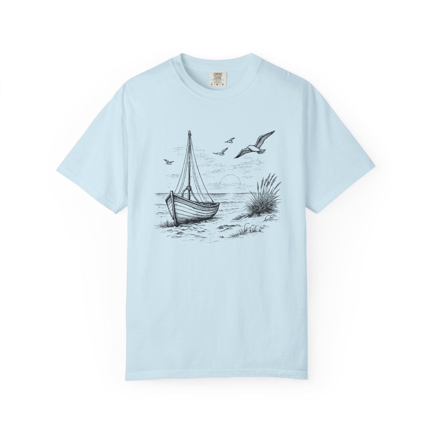 Unisex Adult Sailboat Nautical Double-Sided Tee - 'Set Your Course by the Stars Not the Storm' Motivational Shirt (Additional Colors)