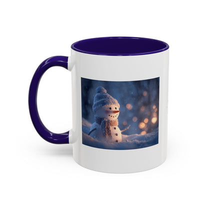 Holiday Snowman Ceramic Mug (11oz & 15oz) — Cozy Winter Coffee Cup with Snowflake Design
