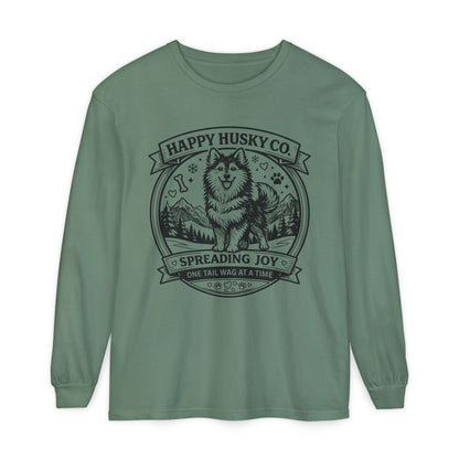 Unisex Happy Husky Co. Long Sleeve T-Shirt — 'Spreading Joy One Tail Wag At A Time' Graphic (Additional Colors)