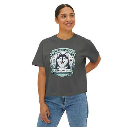 Happy Husky Co. 'Spreading Joy One Tail Wag At A Time' Women's Boxy Tee (Additional Colors)