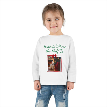 Cozy Toddler Christmas Long Sleeve Tee - 'Home is Where the Fluff Is' (Additional Color)