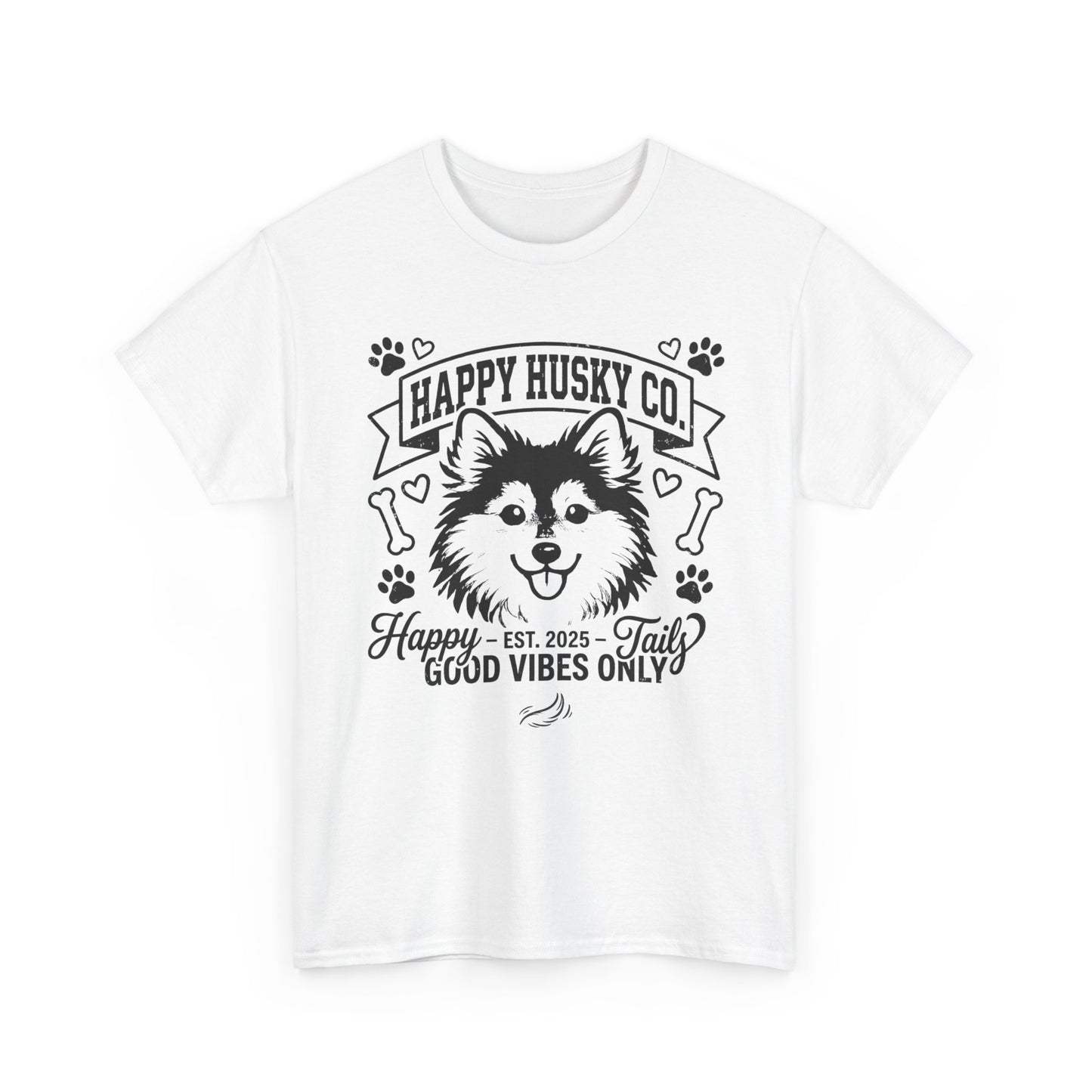 Unisex Adult Happy Husky Co. 'Happy Tails, Good Vibes Only' Graphic Tee (Additional Colors)