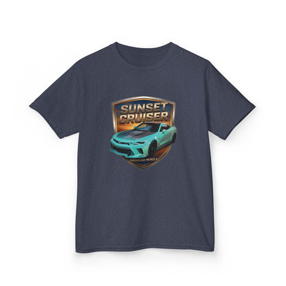 Kids 'Sunset Cruiser' Aqua Camaro Sports Car Theme American Muscle Series Graphic Tee (Additional Colors)