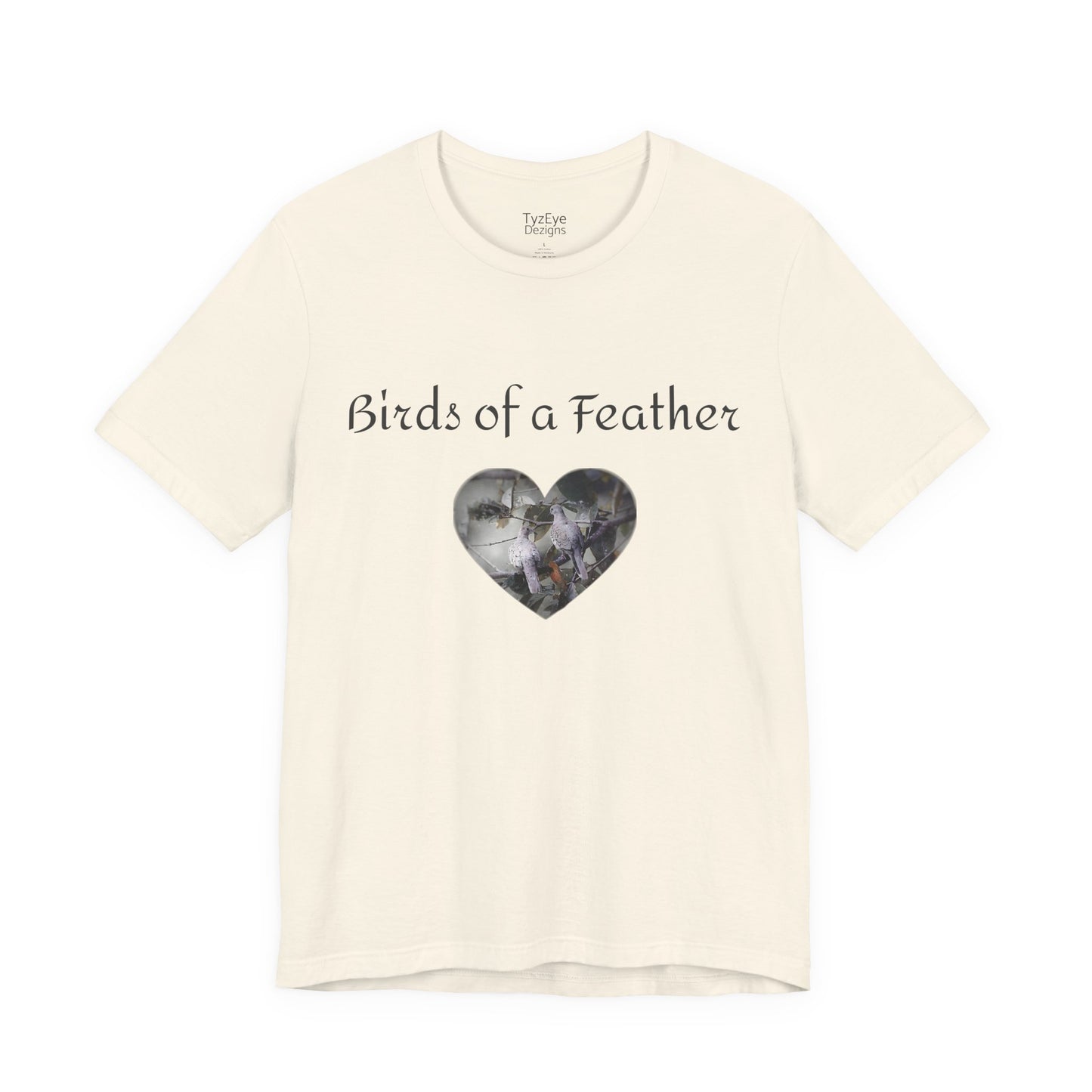 Adult Unisex Heart-Shaped 'Birds of a Feather' Two Doves & 'Two Hearts One Branch' Double-Sided Graphic Tee (Additional Colors)