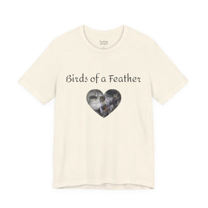 Adult Unisex Heart-Shaped 'Birds of a Feather' Two Doves & 'Two Hearts One Branch' Double-Sided Graphic Tee (Additional Colors)