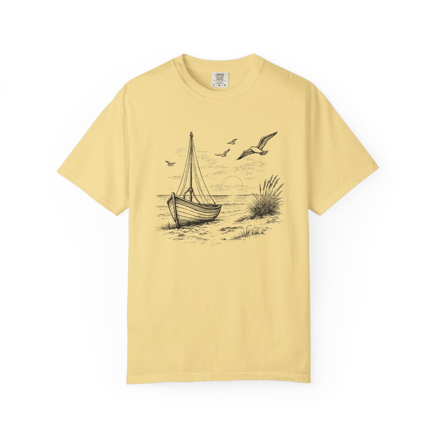 Unisex Adult Sailboat Nautical Double-Sided Tee - 'Set Your Course by the Stars Not the Storm' Motivational Shirt (Additional Colors)