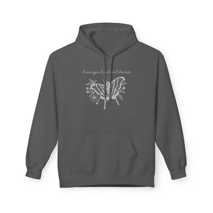 Unisex Adult Butterfly & Flowers Hoodie — 'Emerge, Evolve, Elevate' Minimal Line Art Sweatshirt (Additional Colors)