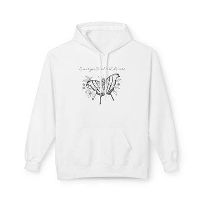Unisex Adult Butterfly & Flowers Hoodie — 'Emerge, Evolve, Elevate' Minimal Line Art Sweatshirt (Additional Colors)