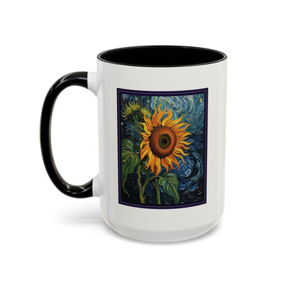 Nature Sunflower Theme Artist-Inspired 'Chase the light that makes you bloom' Accent Coffee Mug (Additional Colors, 11 oz & 15 oz)