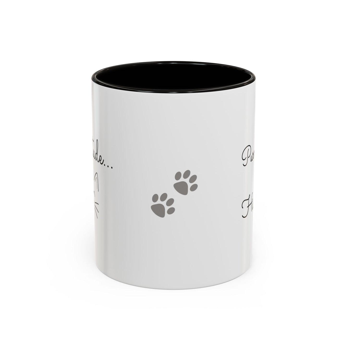 Minimalist Cat Design Color Accent Mug - Catitude - 'Purr More Hiss Less' (Additional Colors)