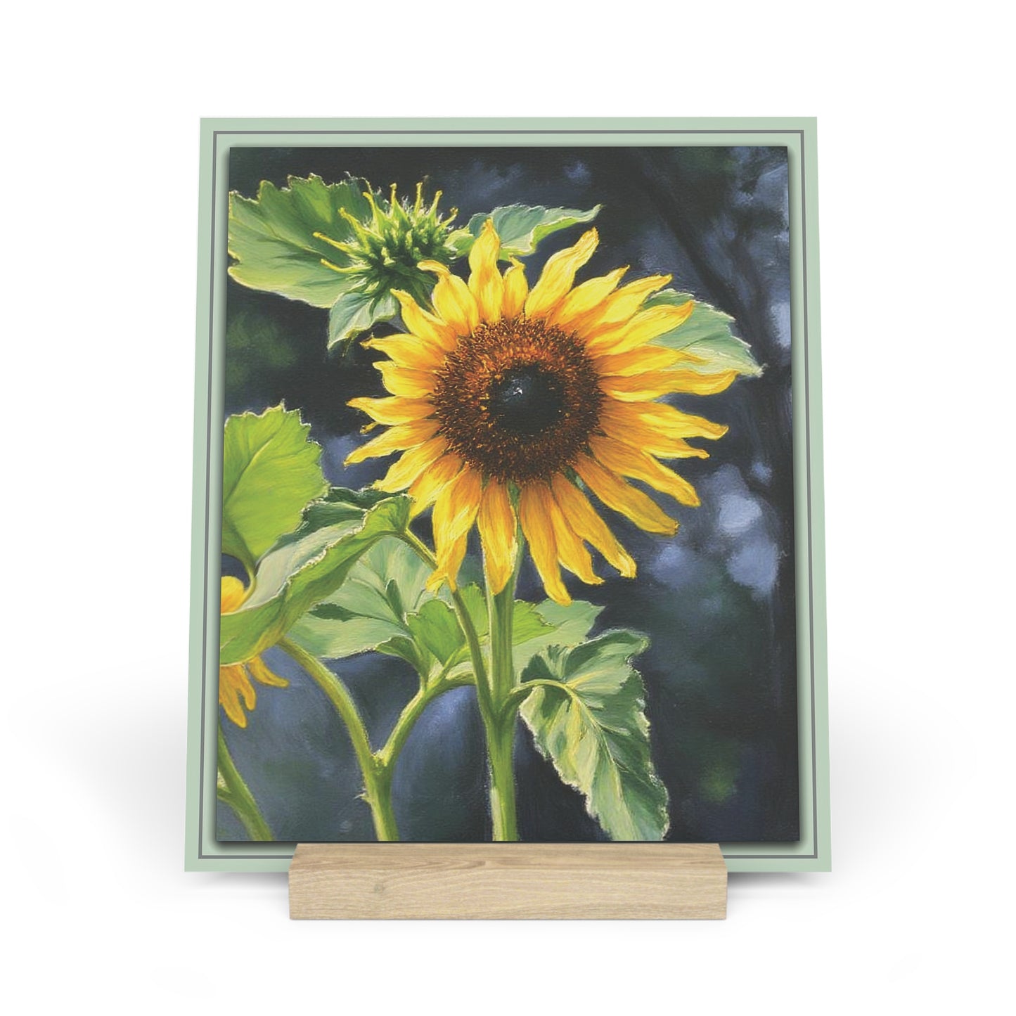 Nature Sunflower Photo Gallery Board with Wooden Stand — Mini Nature Desk Art (Additional Sizes)