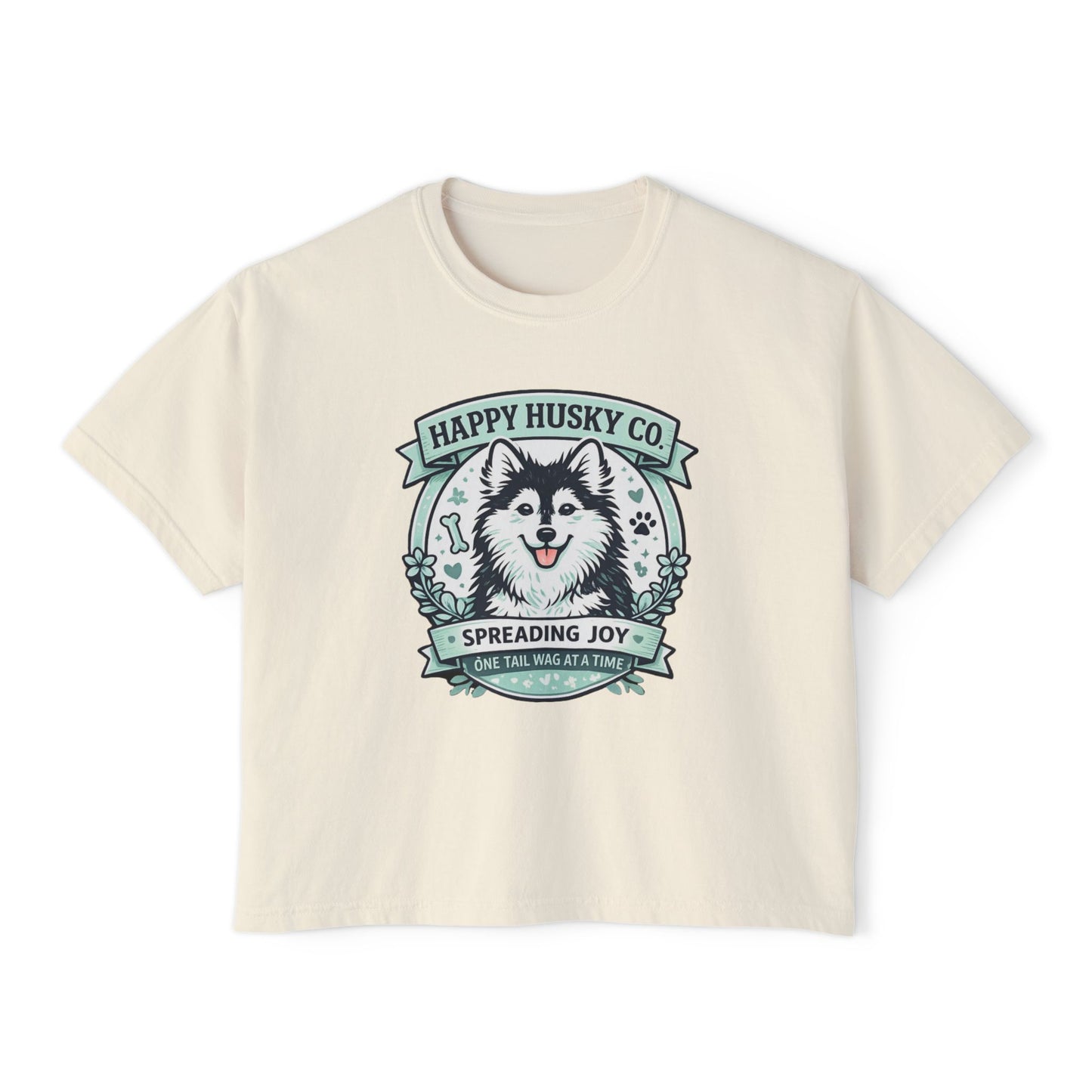 Happy Husky Co. 'Spreading Joy One Tail Wag At A Time' Women's Boxy Tee (Additional Colors)