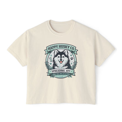 Happy Husky Co. 'Spreading Joy One Tail Wag At A Time' Women's Boxy Tee (Additional Colors)