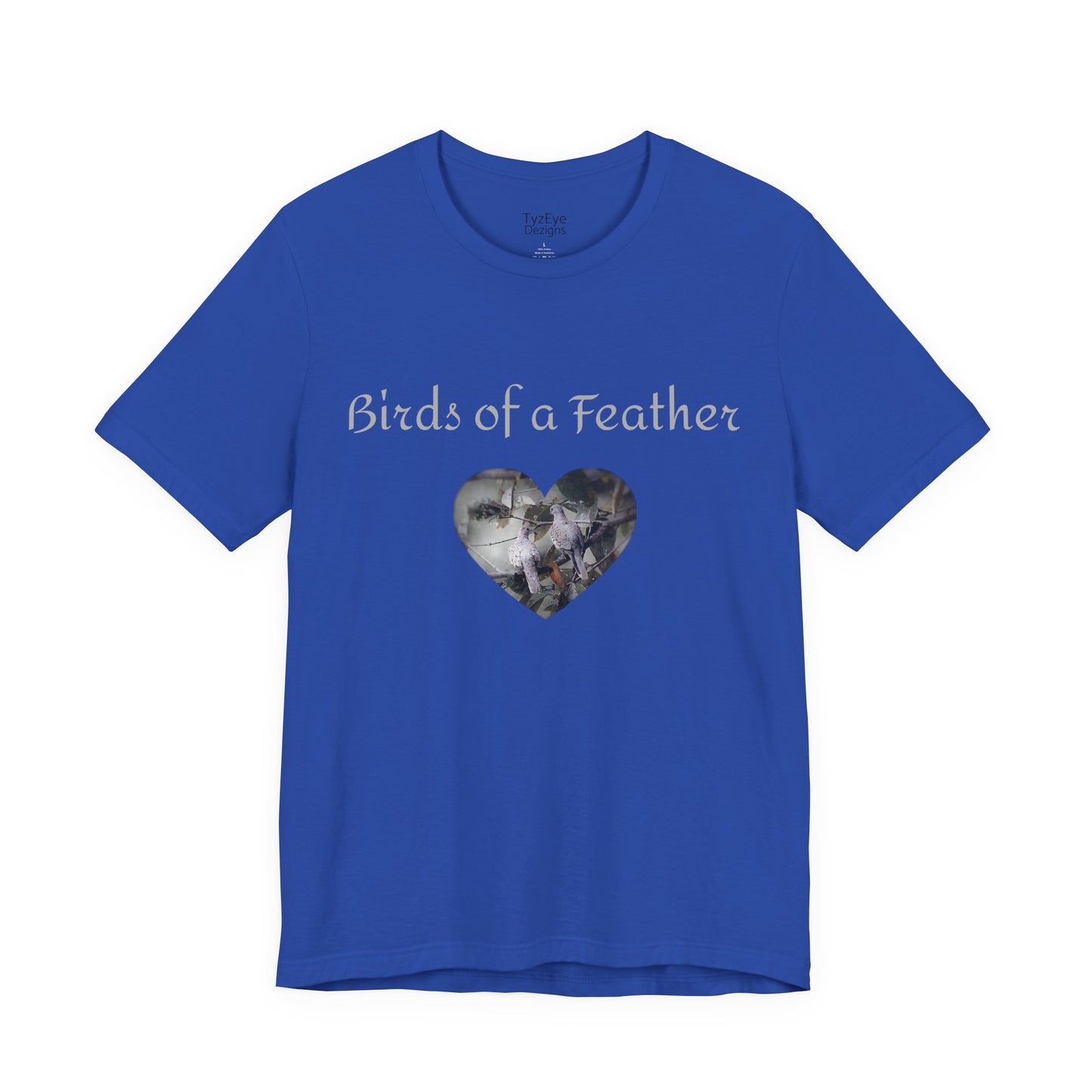 Adult Unisex Heart-Shaped 'Birds of a Feather' Two Doves & 'Two Hearts One Branch' Double-Sided Graphic Tee (Additional Colors)