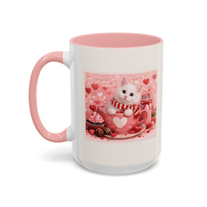 Valentine's Romantic Pussycat Theme 'Purr more Hiss less Stay pawsome' Accent Coffee Mug, 11 oz or 15 oz (Additional Color)