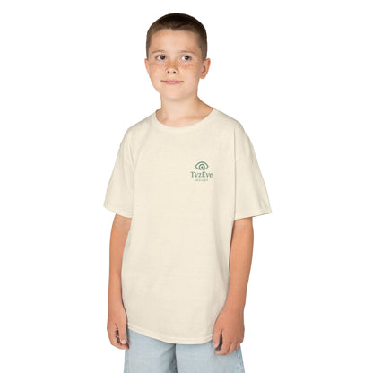 Kids Coastal Weathered Dock Sunrise Back Design Tee - 'Drift With the Tide' Graphic w/ Front Logo (Additional Color)