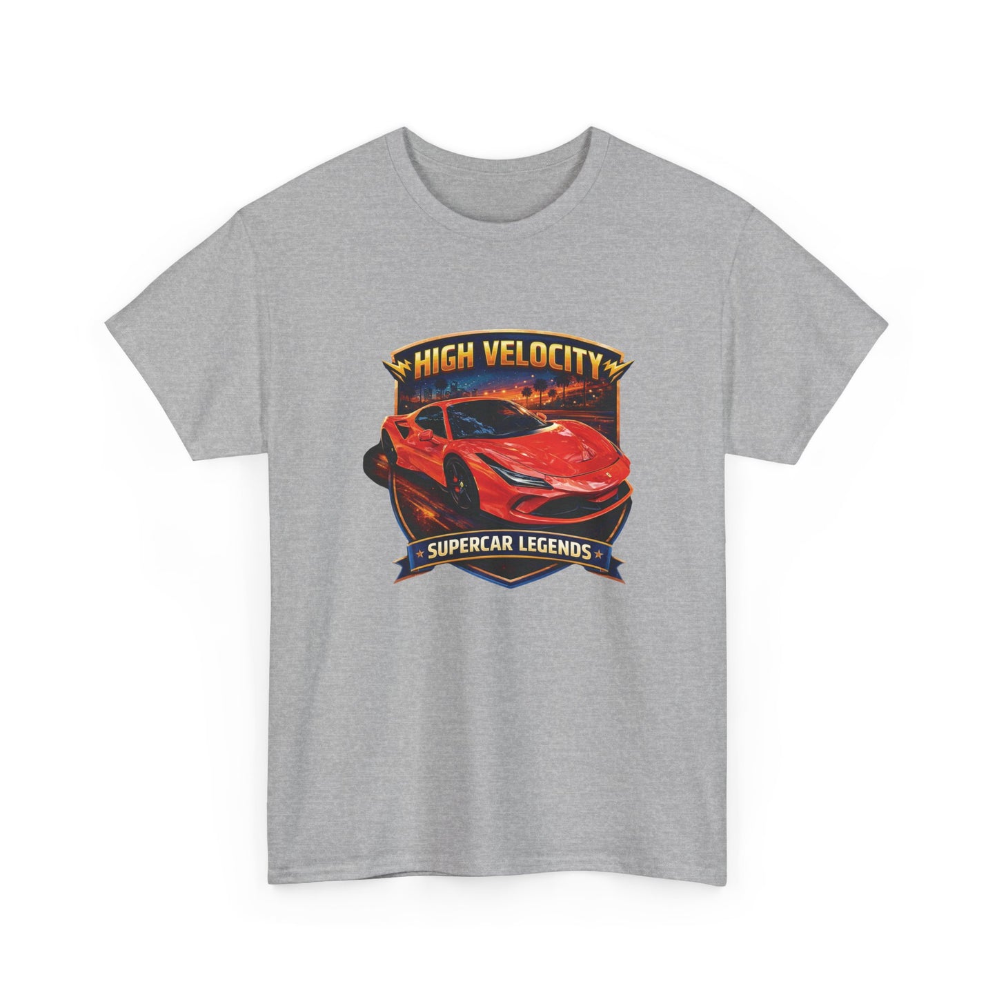 Adult Unisex Orange/Red 'High Velocity' Sportscar Theme Supercar Legends Series Graphic T-Shirt (Additional Colors)