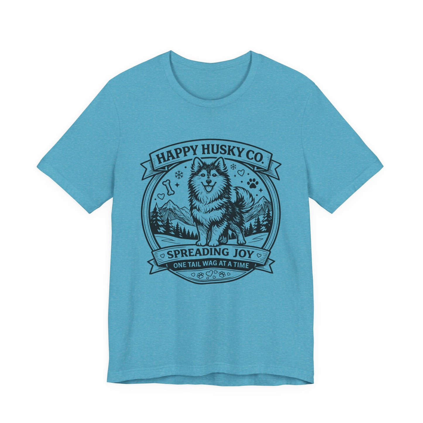 Unisex Happy Husky Co. Design T-Shirt — 'Spreading Joy One Tail Wag At A Time' Graphic Tee (Additional Colors)
